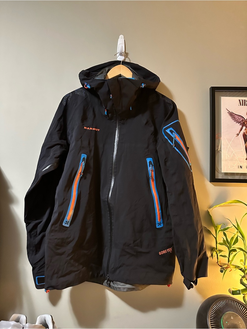 Mammut Black Ski Jacket with Blue and Orange Accents